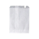 A plain white paper bag with a serrated or torn top edge, shown against a white background.
