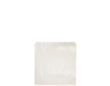 A single white plastic bag with a serrated top edge, shown against a solid white background.