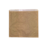 A single square kraft paper bag with a clear plastic window on the top, shown against a plain white background.