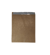 A brown foil lined paper bag, isolated on a white background.